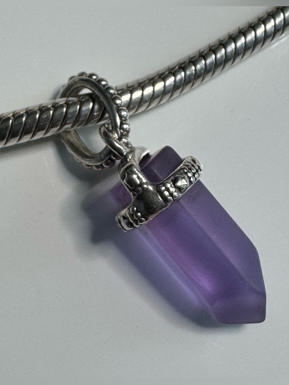 Authentic Pandora Purple Crystal Point Dangle Charm Retired ALE